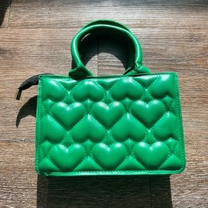 Green bag with hearts